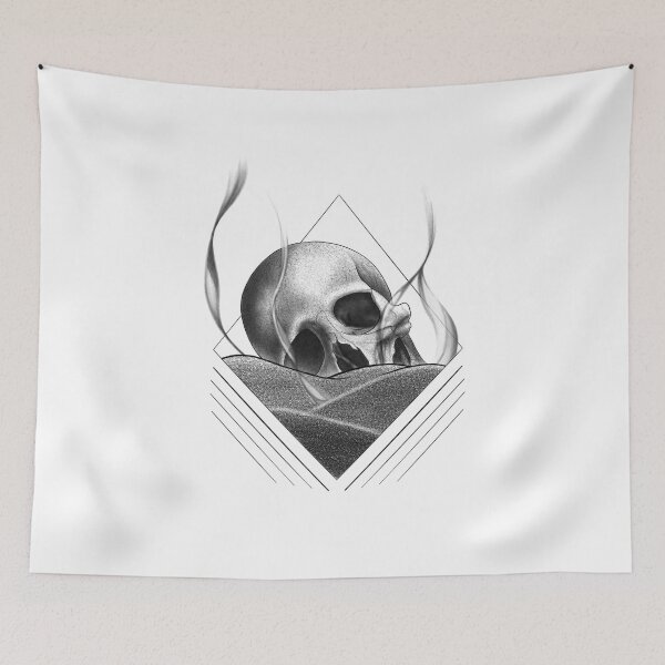Item preview, Human Skull Buried in Smokey Sand with Geometrical Shapes designed and sold by Tyler Rosso.