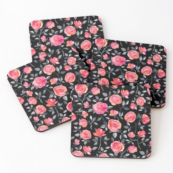 Item preview, Roses on Black - a watercolor floral pattern designed and sold by micklyn.