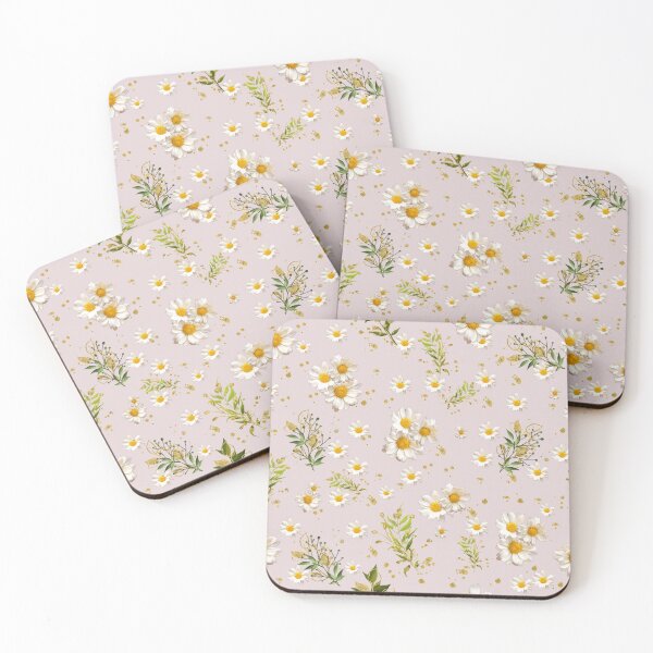 Item preview, White Daisies Field Pattern Flowers Gerber Floral Pink  designed and sold by dmr studio.