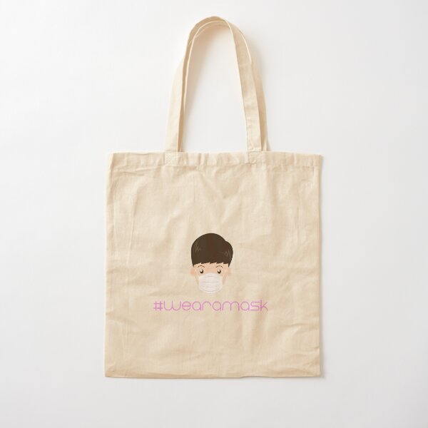 Guy wearing a facemask with hashtag #wearamask Cotton Tote Bag