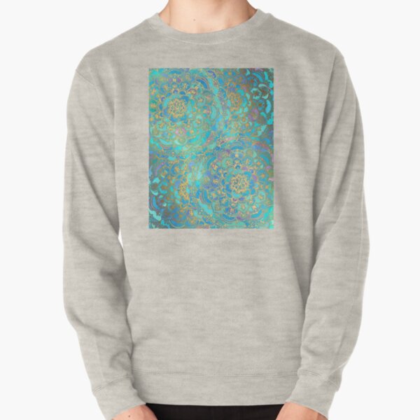 Sapphire & Jade Stained Glass Mandalas Pullover Sweatshirt