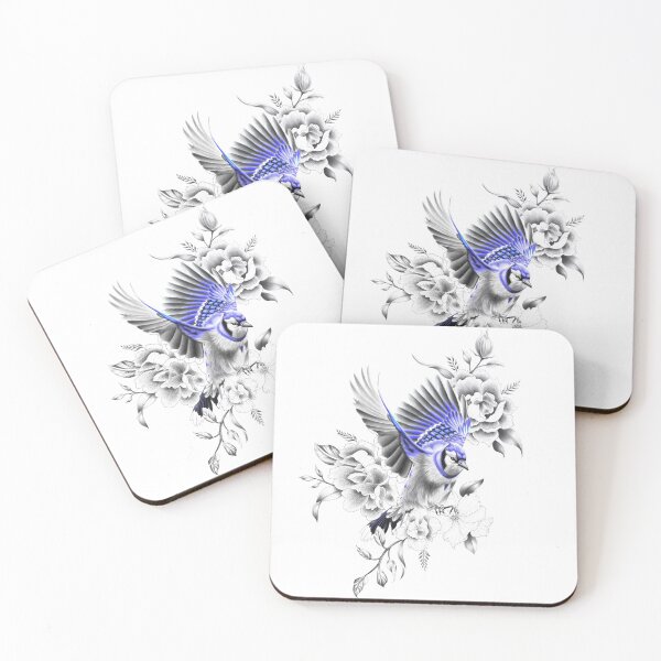 Item preview, Blue Jay Flying Away with Flowers Design designed and sold by Tyler Rosso.