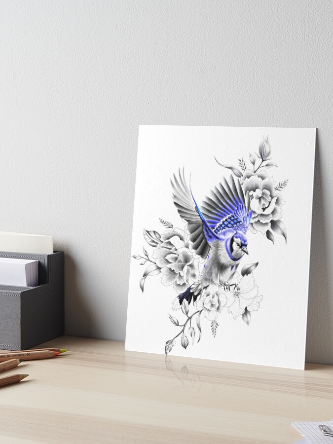 BLUE JAY FLYING ready to Hang Dye sublimation print