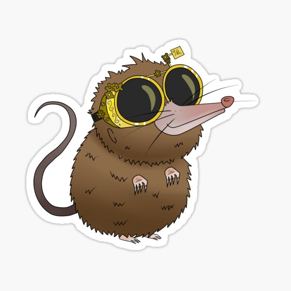 Cute Steampunk Shrew Animal with Glasses Sticker