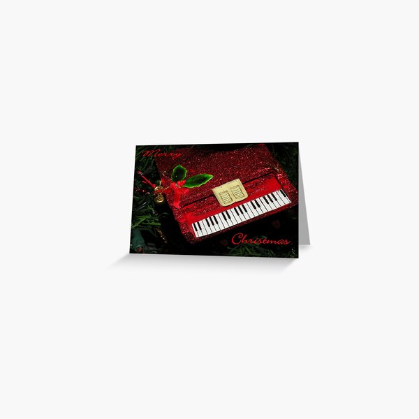 Christmas Card, Red Piano Greeting Card