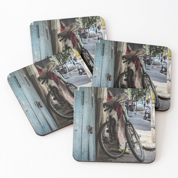 Item preview, Street photograph of a bicycle in a village designed and sold by Prerana Jain.