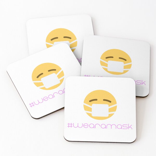 Item preview, Emoji wearing a facemask with hashtag #wearamask designed and sold by NebularNerd.