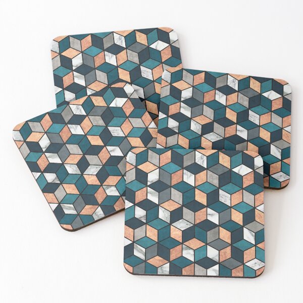 Item preview, Copper, Marble and Concrete Cubes with Blue designed and sold by Zoltan Ratko.