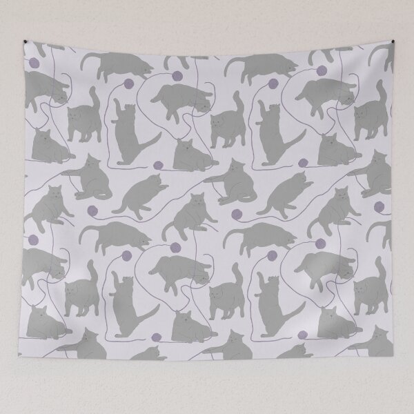 Item preview, Fat Gray Cats Playing with Yarn designed and sold by Amy Hadden.