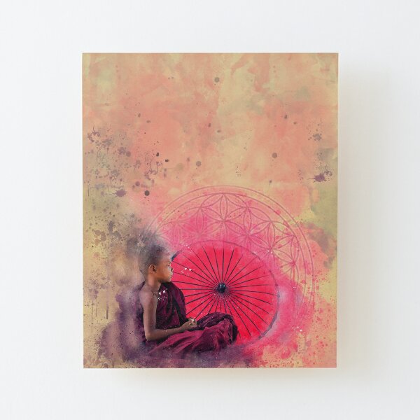 Blume des Lebens Meditation Buddha Aufgezogener Druck auf Holz