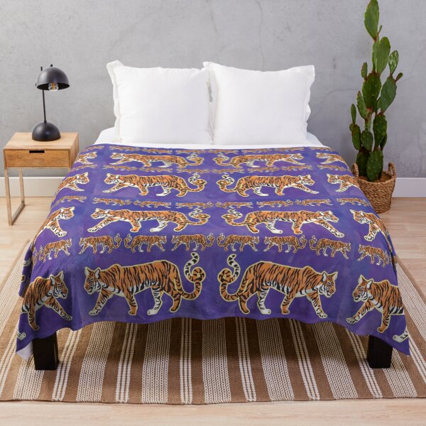 Tiger on Purple Throw Blanket