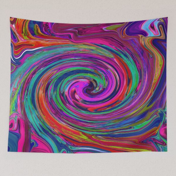 Item preview, Groovy Abstract Retro Magenta Dark Rainbow Swirl designed and sold by myrubiogarden.