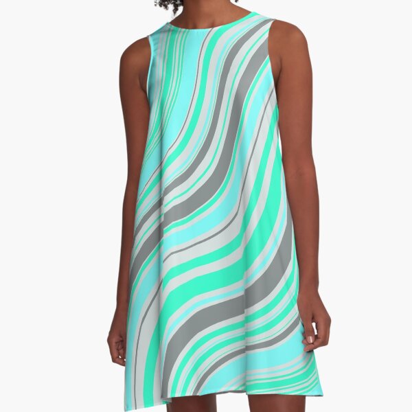 light green waves A-Line Dress
