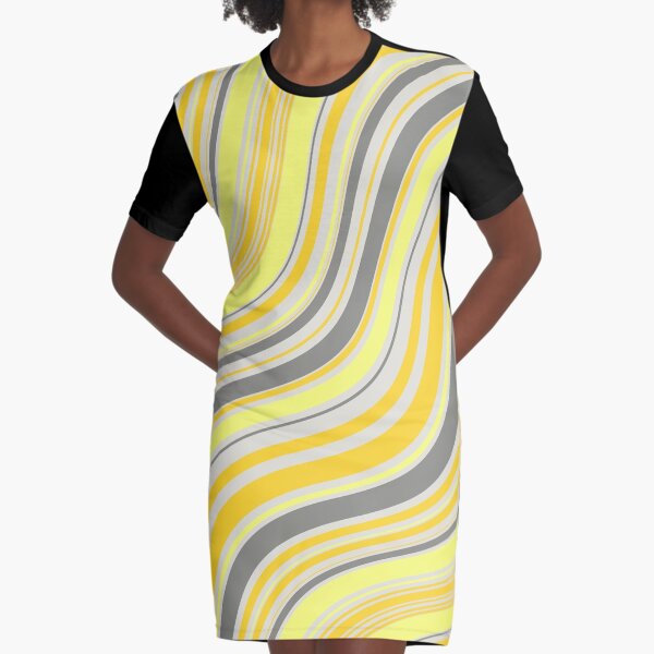 yellow waves Graphic T-Shirt Dress