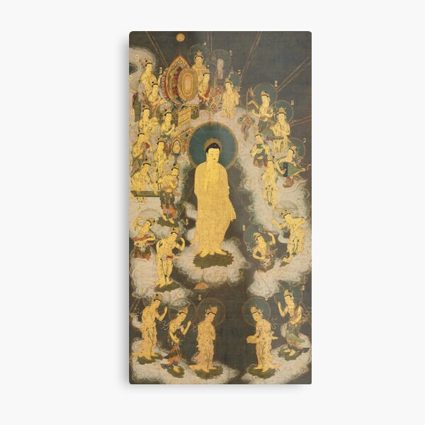 Item preview, Welcoming Descent of Amida 14th Century Japanese Hanging Scroll designed and sold by Vintage Wall Art.