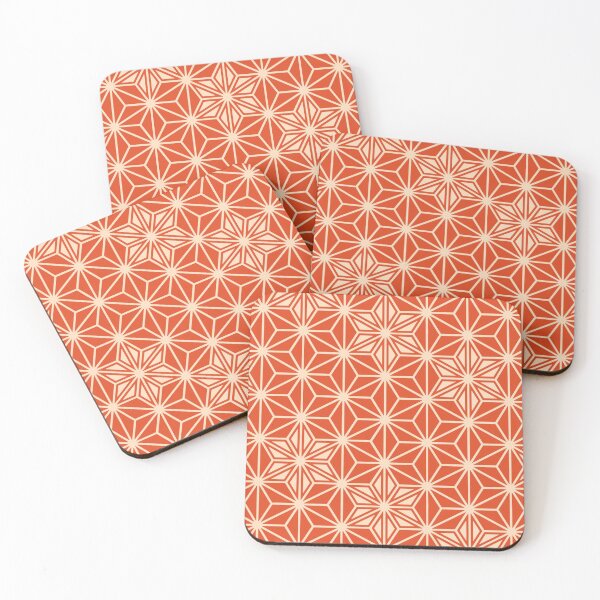 Item preview, Japanese Asanoha pattern - coral orange designed and sold by Marymarice.
