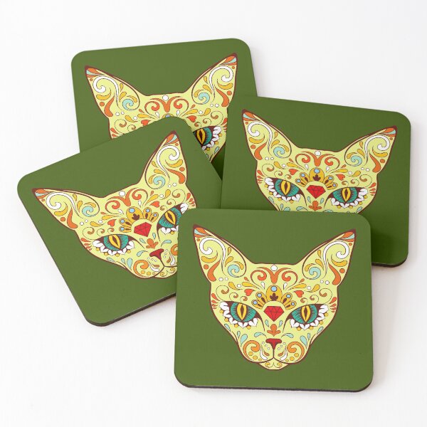 Item preview, Calavera cat dark green designed and sold by Calimax61.