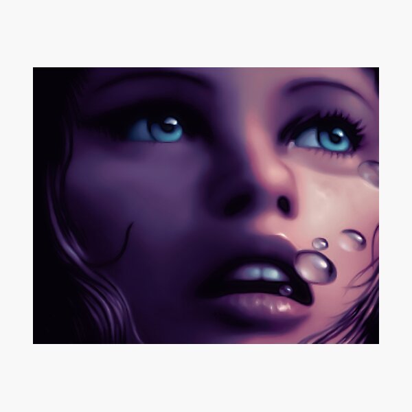 Girl breathing underwater, Retro Commodore Amiga Art Photographic Print