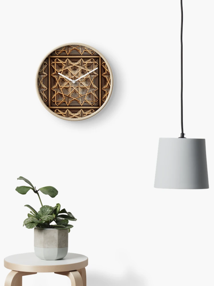 Thumbnail 2 of 4, Clock, Geometric Star Shapes designed and sold by FoxLev.