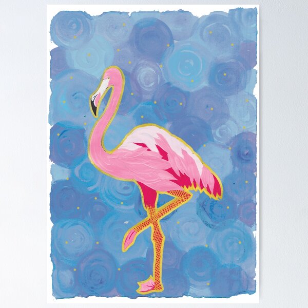 Flamingo on Blue Poster