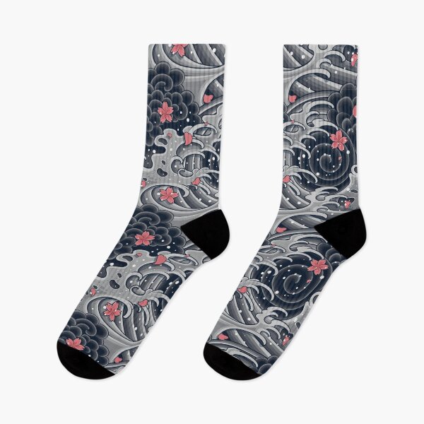 Item preview, Japanese wave with cherry blossoms designed and sold by Twinstyle.
