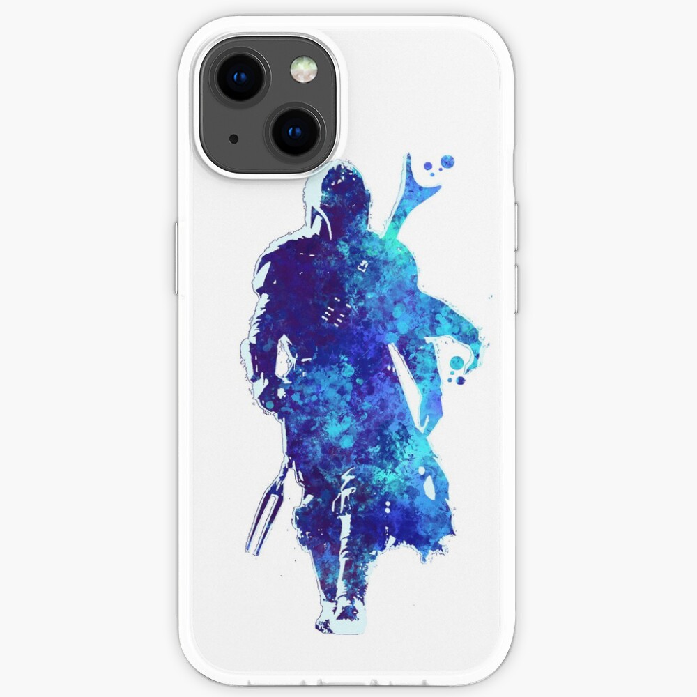 MANDO Silhouette Blue Paint Spatter iPhone Case