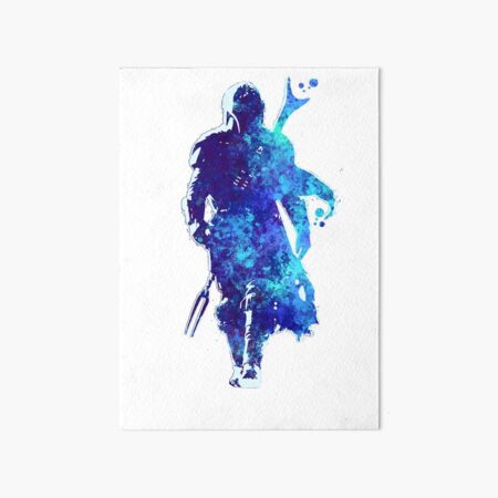 MANDO Silhouette Blue Paint Spatter Art Board Print
