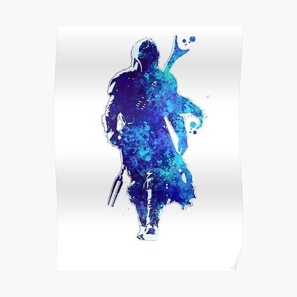 MANDO Silhouette Blue Paint Spatter Poster