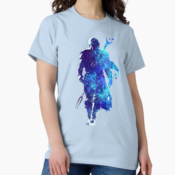 Vista previa del artículo con la obra «Salpicaduras de pintura azul de silueta de MANDO», diseñado y vendido por Rocket Fox.