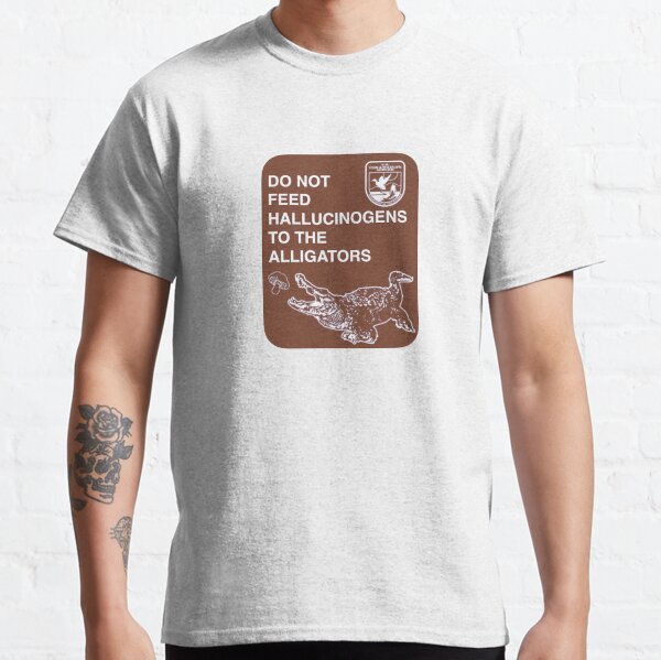 Vista previa del artículo con la obra «No alimente a los caimanes con alucinógenos (grandes)», diseñado y vendido por AJShamrock.
