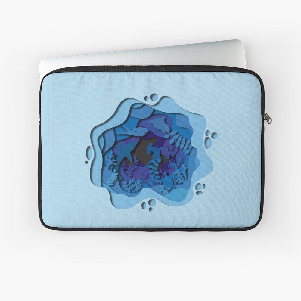 Sea Paper Cutout Illustration Laptop Sleeve
