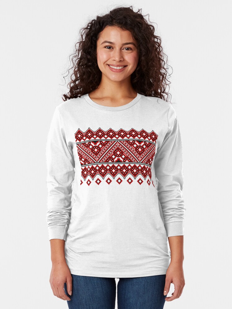 Alternate view of #Ukrainian #Embroidery, #CrossStitch, #Pattern Long Sleeve T-Shirt