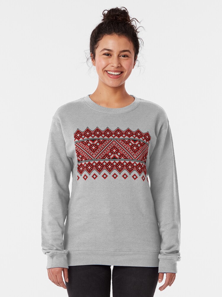 Alternate view of #Ukrainian #Embroidery, #CrossStitch, #Pattern Pullover Sweatshirt