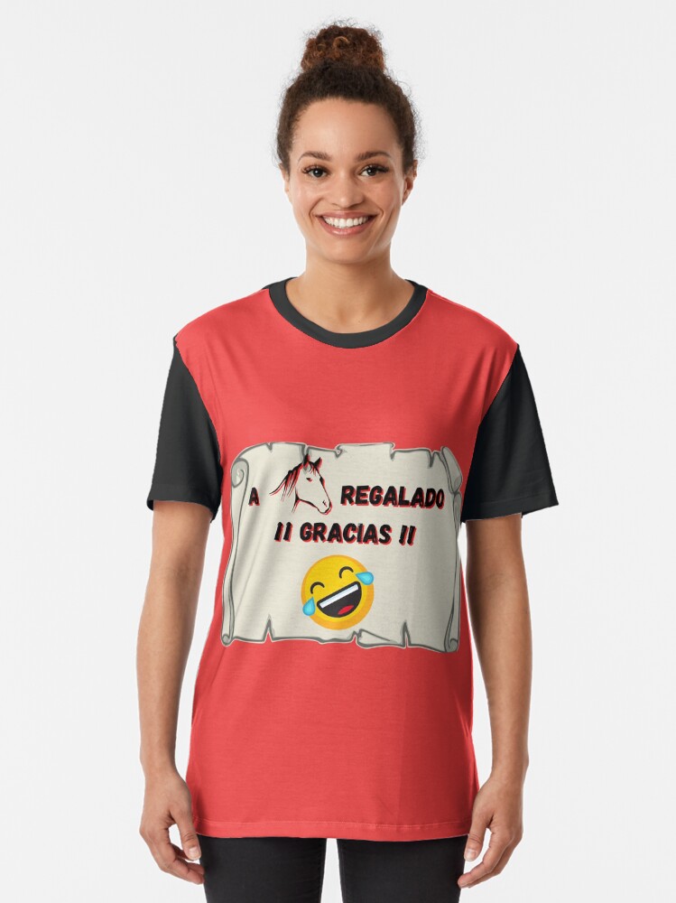 Vista alternativa de Camiseta gráfica A caballo regalado Gracias