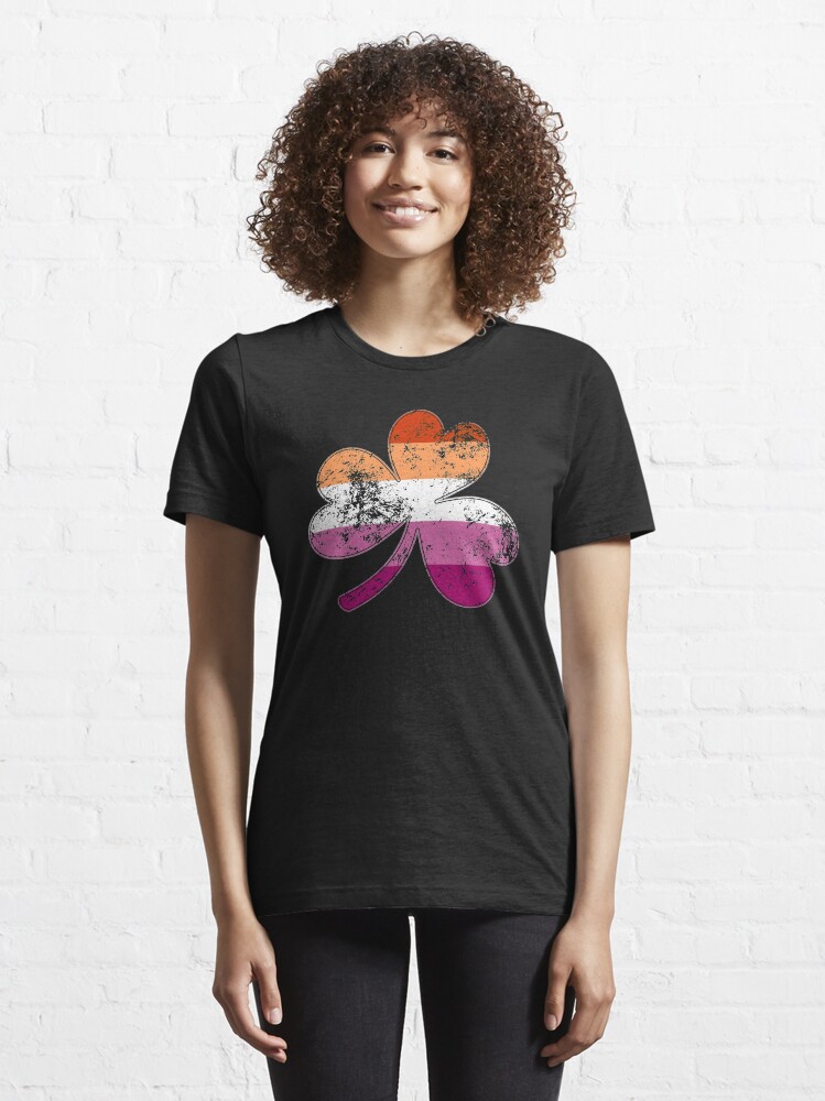 Alternate view of Lesbian Shamrock Pride Flag Essential T-Shirt