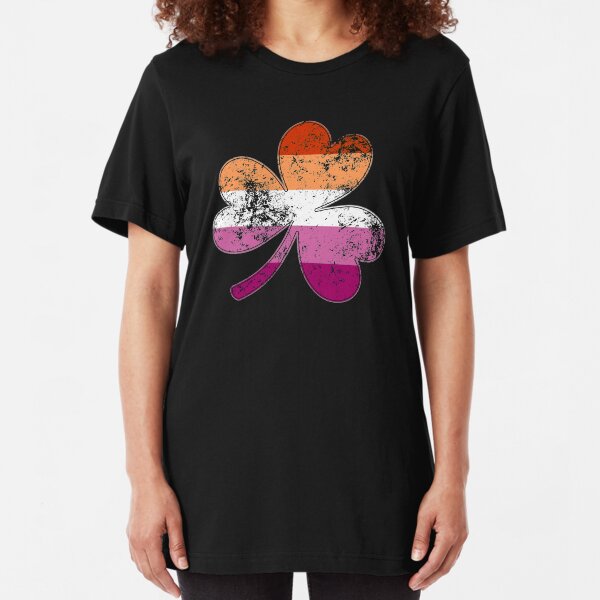 Lesbian Shamrock Pride Flag Slim Fit T-Shirt