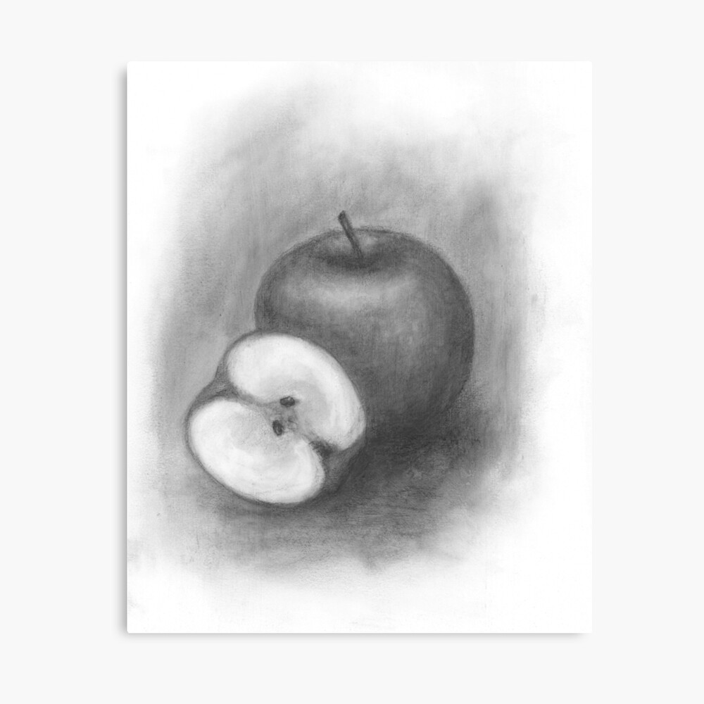 apple charcoal drawing