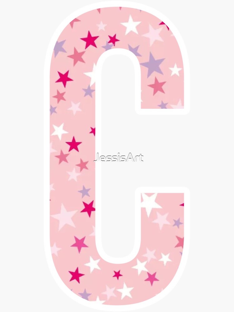 Letter C - pink / purple / white stars