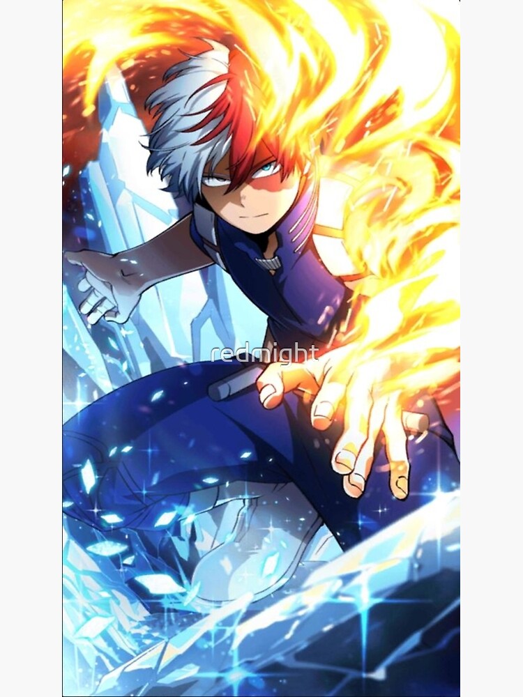 Disover Shouto Todoroki ice and fire Premium Matte Vertical Poster