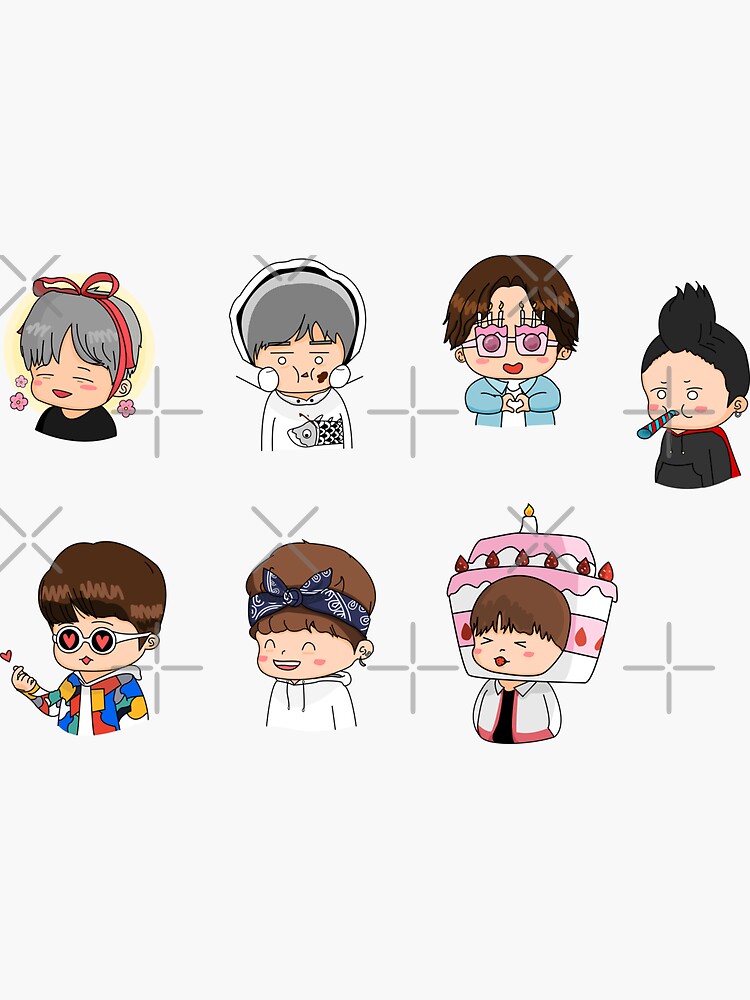 bts sticker set happy birthday sticker by juumei redbubble