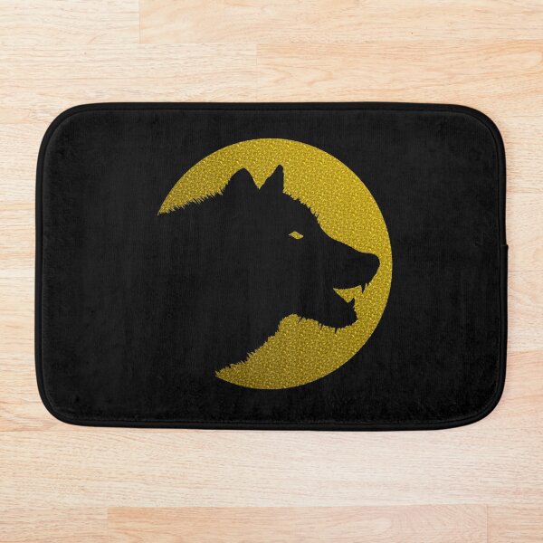 Einsamer Wolf/Hund Logo auf Farbe Badematte