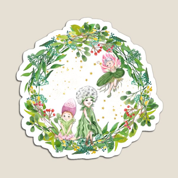 Item preview, Three Garden Fairies in Wreath designed and sold by monicacarr.