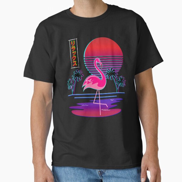 Item preview, 80s Synthwave Aesthetic Glitch Art Inspired Wading Flamingo designed and sold by BrobocopPrime.