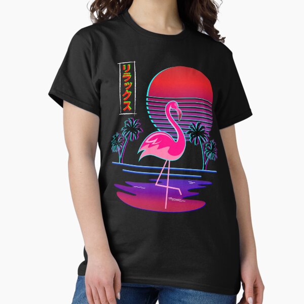 Item preview, 80s Synthwave Aesthetic Glitch Art Inspired Wading Flamingo designed and sold by BrobocopPrime.