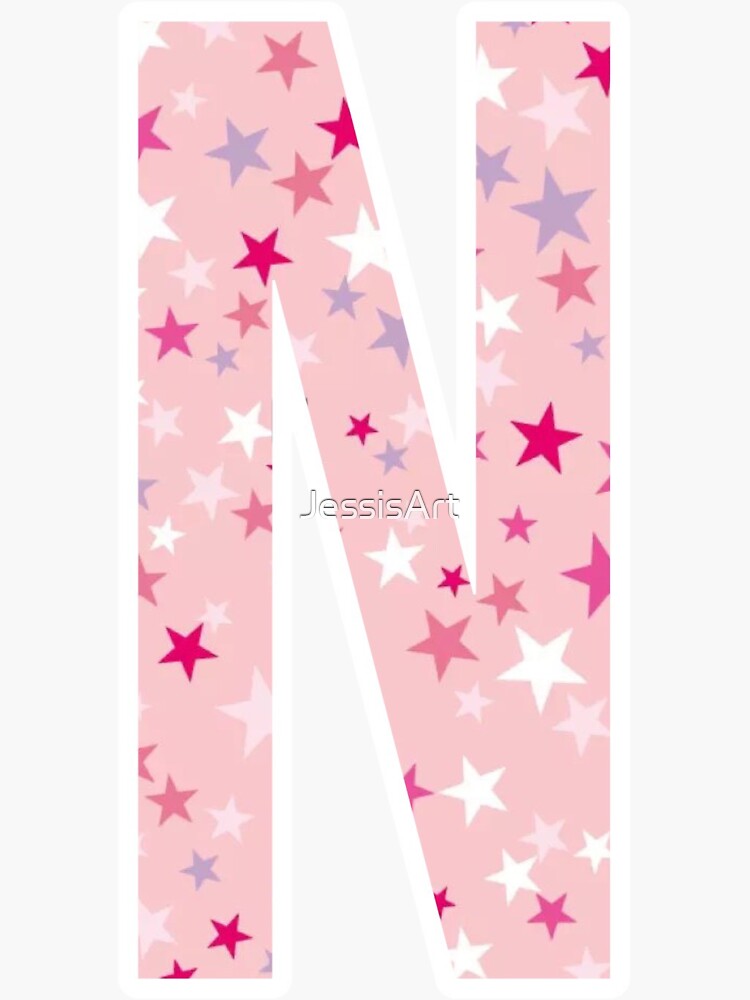 Letter N - pink / purple / white stars | Sticker