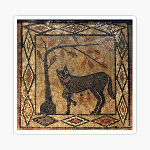 ce doit être le loup le plus maladroit jamais représenté dans les mosaïques. De Isurium Brigantum un fort romain et une ville de la province de Britannia sur le site de l'actuel Aldborough dans le North Yorkshire Sticker