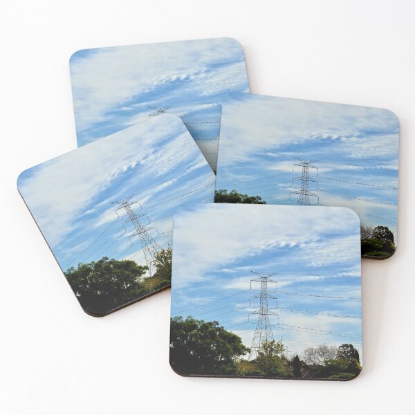 Item preview, High Voltage Power Lines set against a blue sky with white clouds (高压电力线路设置蓝天与白云) by Bao-Er designed and sold by Chinaspaces.