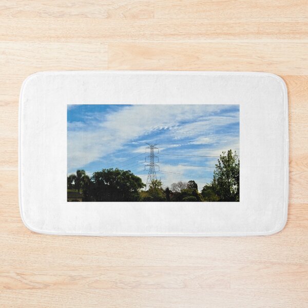 Item preview, High Voltage Power Lines set against a blue sky with white clouds (高压电力线路设置蓝天与白云) by Bao-Er designed and sold by Chinaspaces.