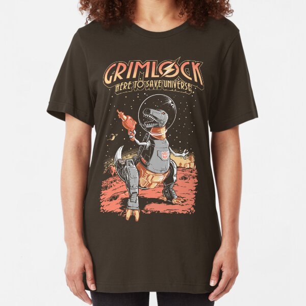 Space Pulp Robot Dinosaur Hero Slim Fit T-Shirt