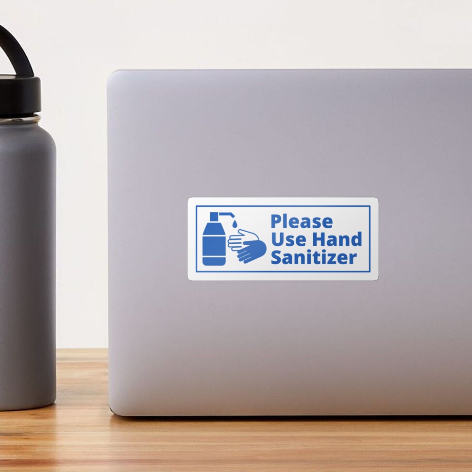 Sign Please Use Hand Sanitizer - Blue and White Sticker